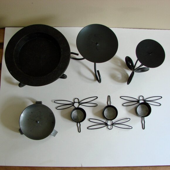 8 Black Candle Tealight Holders Metal Dragonfly Whimsigoth Goth Decor - Picture 9 of 15